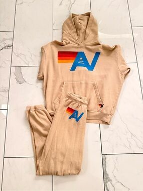 Aviator Nation Beige Hoodie & Jogger Set (Womens XS)